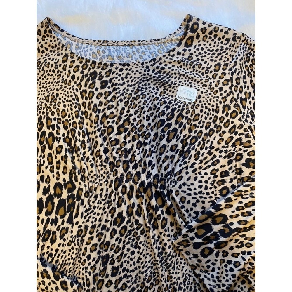Time And Tru Maternity Shirt Womens Size XL Leopard Print Long Sleeve